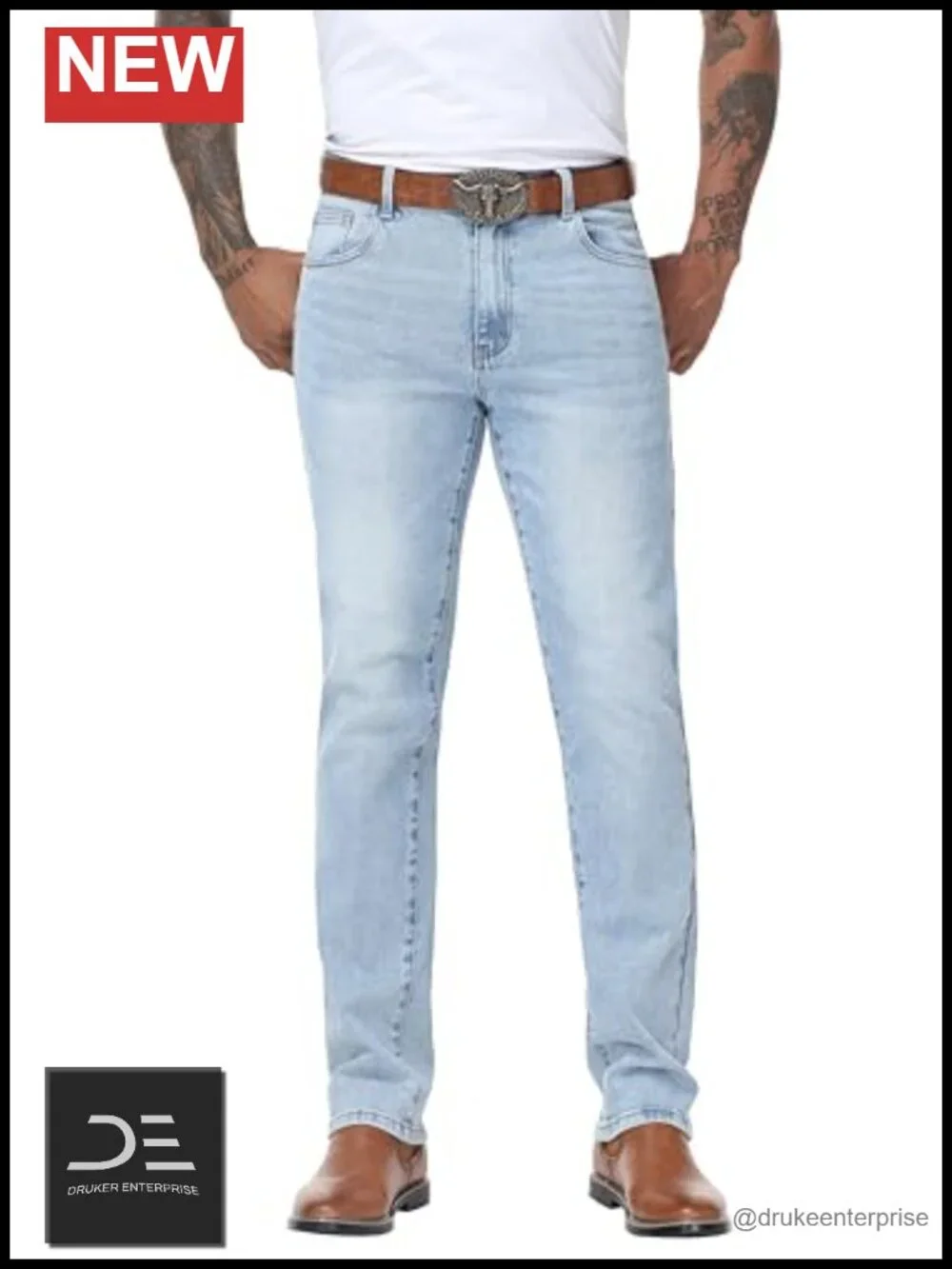 Men's Stretch Regular Fit Straight-Leg Jeans Cotton Spandex Denim Pants